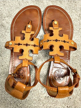 Tory Burch Miller Ankle Wrap Sandal Ankle Wrap Leather Sandals Brown US 5.5